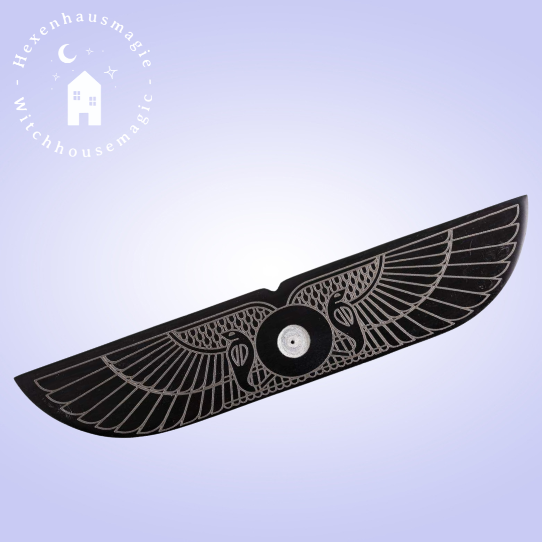 Horusflügel Räucherstäbchenhalter schwarzer Marmor