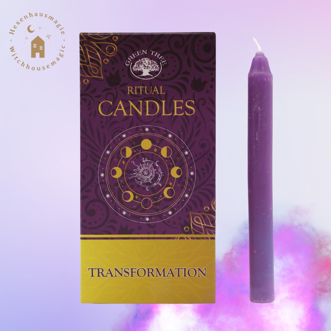 Transformation! 10 lilafarbene Ritual Kerzen!