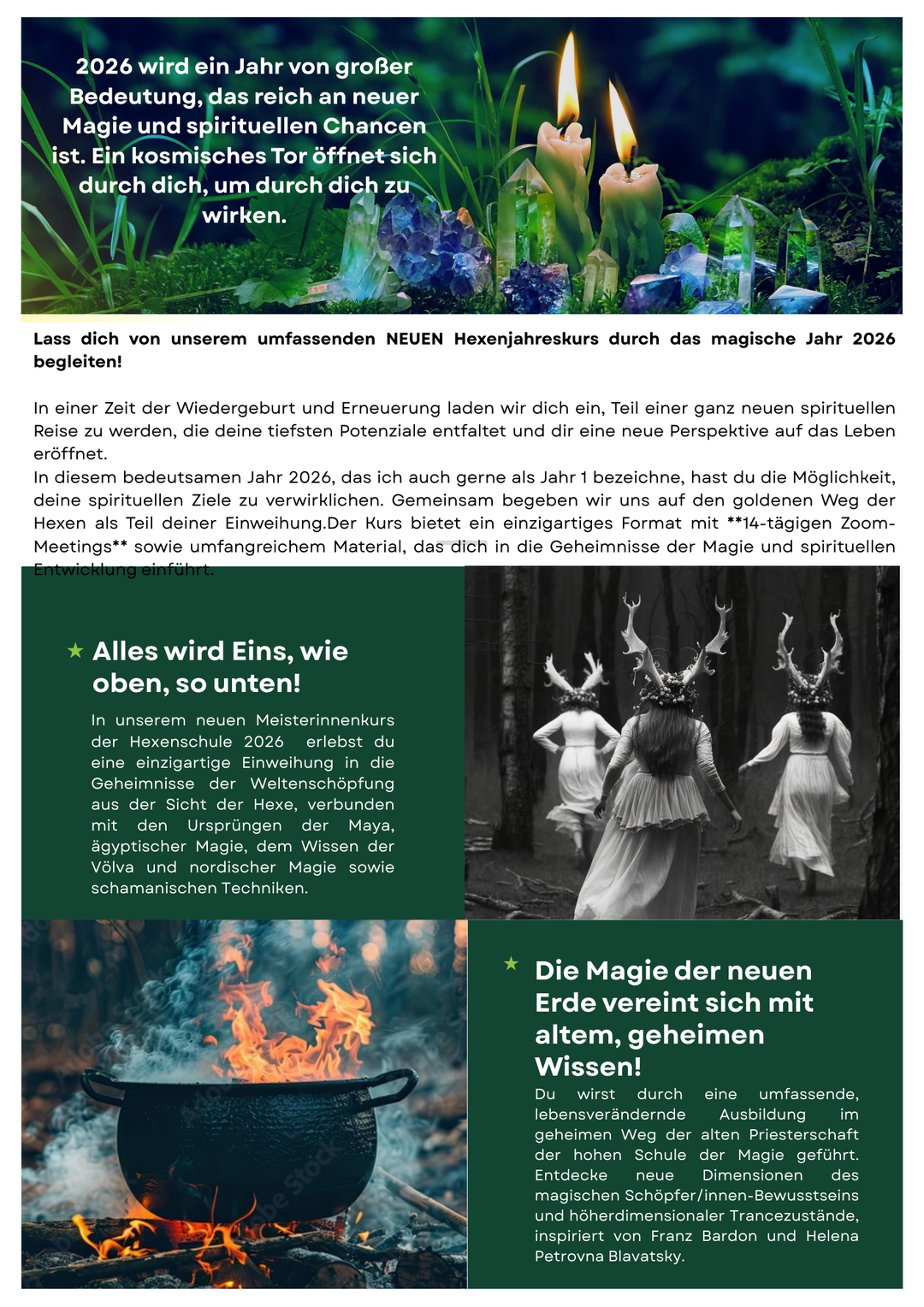 Hexen - Meisterinnen Jahreskurs 2026 * 22 Zoom Live Kurse im Circle*