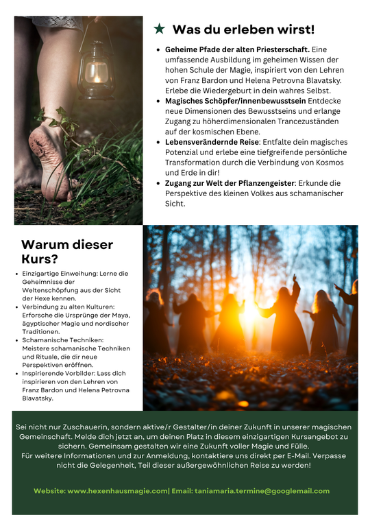 Hexen - Meisterinnen Jahreskurs 2026 * 22 Zoom Live Kurse im Circle*