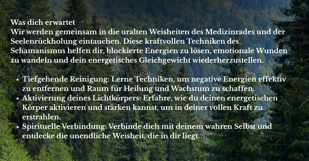 Schamanisches Clearing & Seelenrückholung / Live Zoom Kurs in 2 Teilen mit Tania Maria