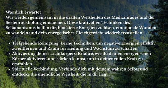 Schamanisches Clearing & Seelenrückholung / Live Zoom Kurs in 2 Teilen mit Tania Maria