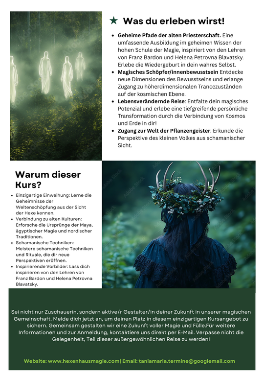 Hexen - Meisterinnen Jahreskurs 2027 * 22 Zoom Live Kurse im Circle*