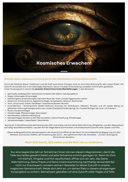 Hexen - Meisterinnen Jahreskurs 2027 * 22 Zoom Live Kurse im Zirkel*